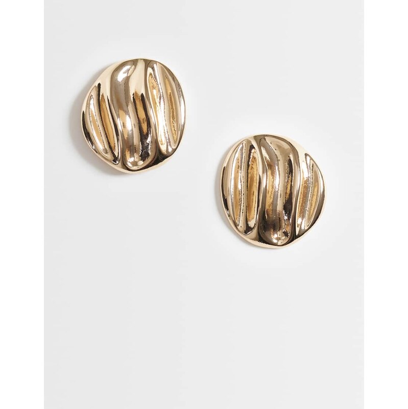 ASOS DESIGN stud earrings with molten design in gold tone