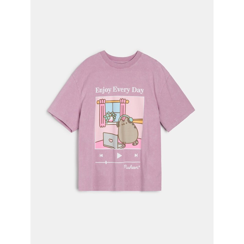 Sinsay - Bavlněné oversize tričko s potiskem Pusheen the Cat -