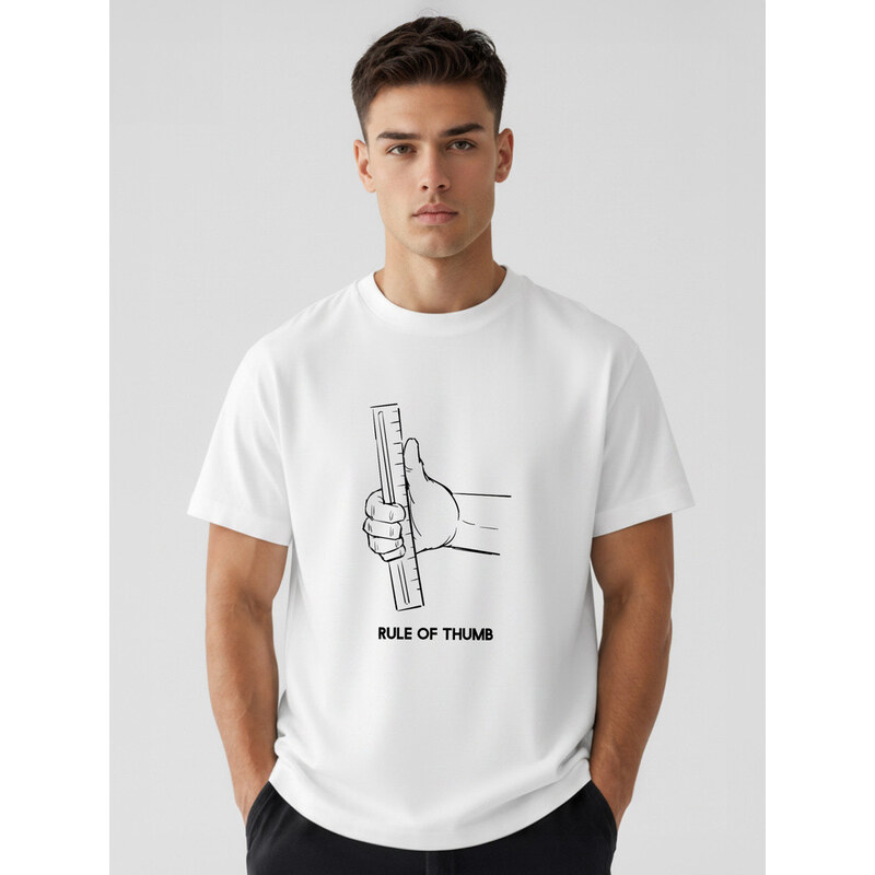 Pánské bavlněné tričko oversize s grafikou bílé FashionStreet