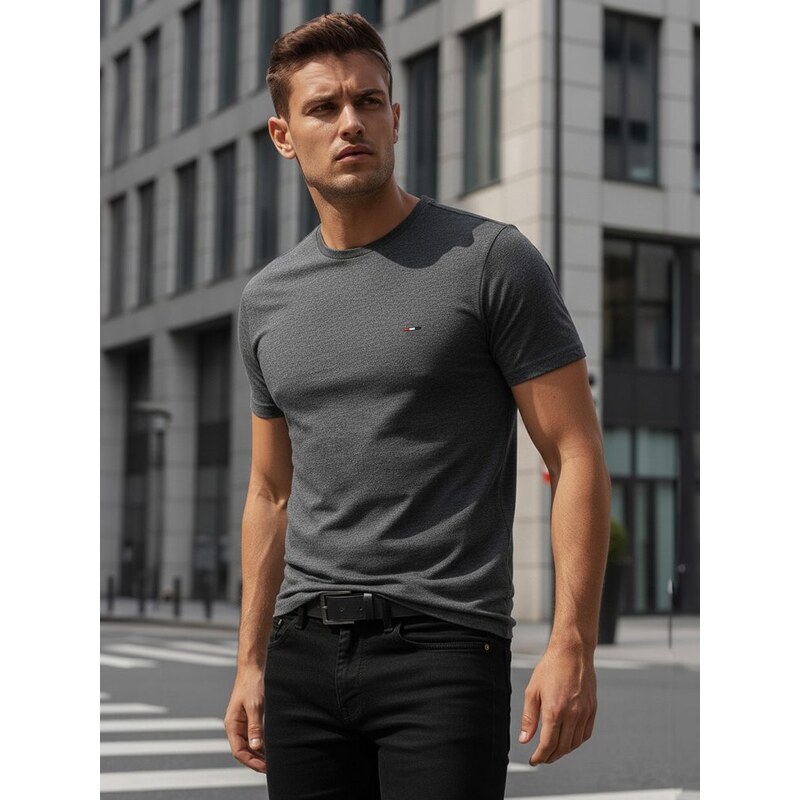 Dstreet Trendy grafitové tričko s krátkým rukávem a s logem