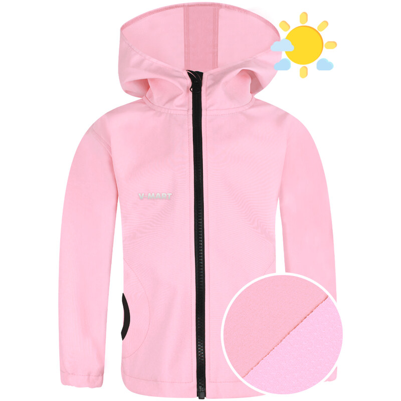 Dívčí letní softshellová bunda - světle růžová, V-Mart