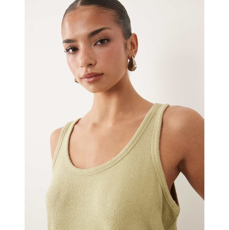 ASOS DESIGN textured knit scoop neck loose fit vest co-ord in