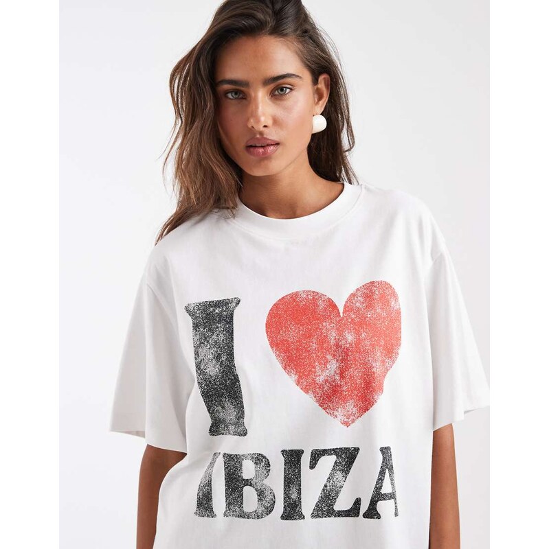 ASOS DESIGN oversized t-shirt with I heart Ibiza graphic in