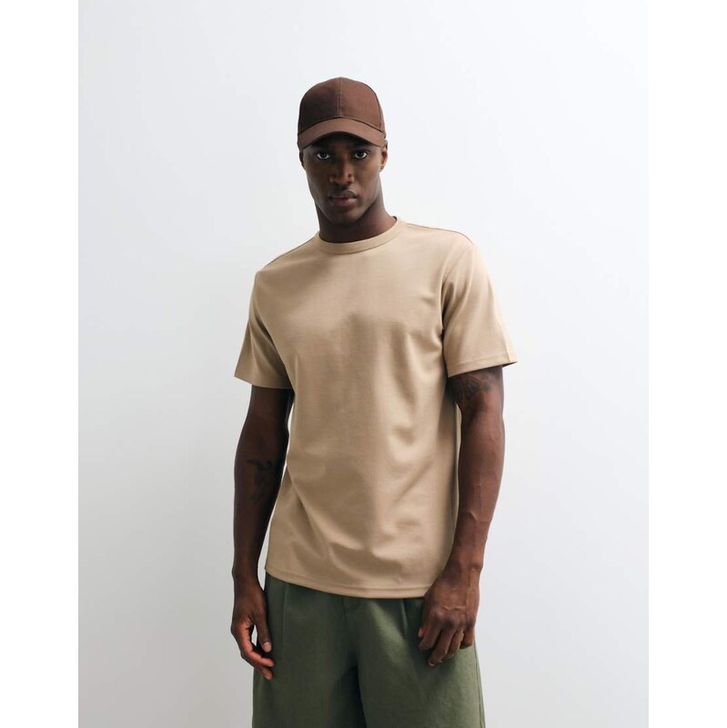 ASOS DESIGN breatheMAX heavyweight regular fit t-shirt in beige