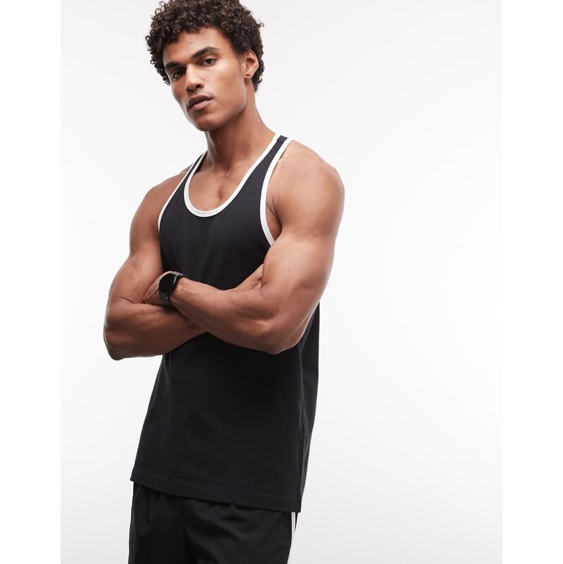 4505 cotton ringer vest with quick dry finish in black