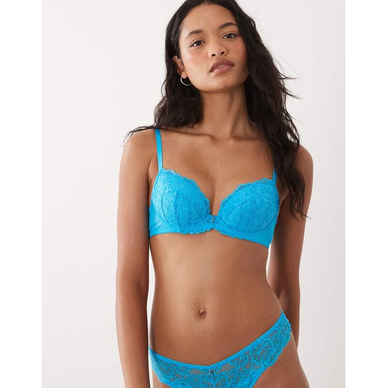 Ann Summers A-G Sexy Lace padded plunge bra In bright blue