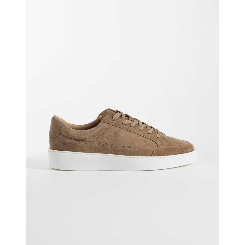 NOAK Made In Portugal panelled lace up trainers in taupe suede