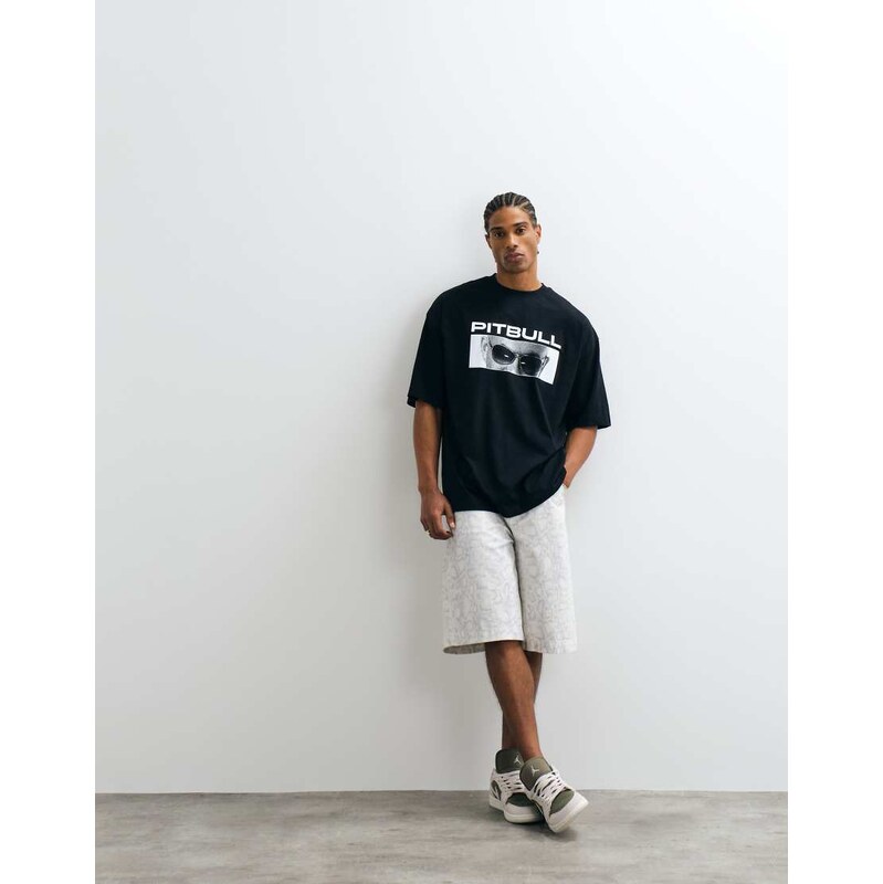 ASOS DESIGN oversized t-shirt with Pitbull print in Black