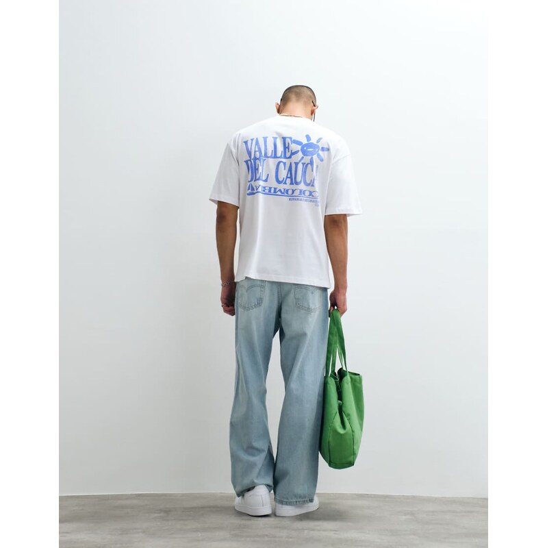 ASOS DESIGN oversized t-shirt with text graphic in white