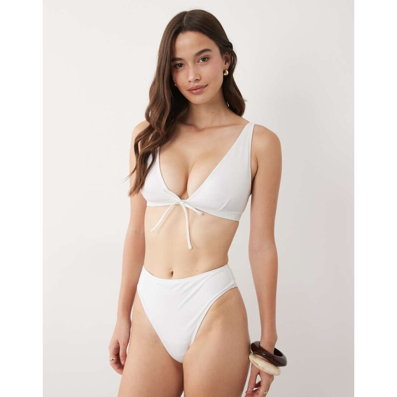 ASOS DESIGN Fuller Bust Maya Alice tie front plunge bikini top