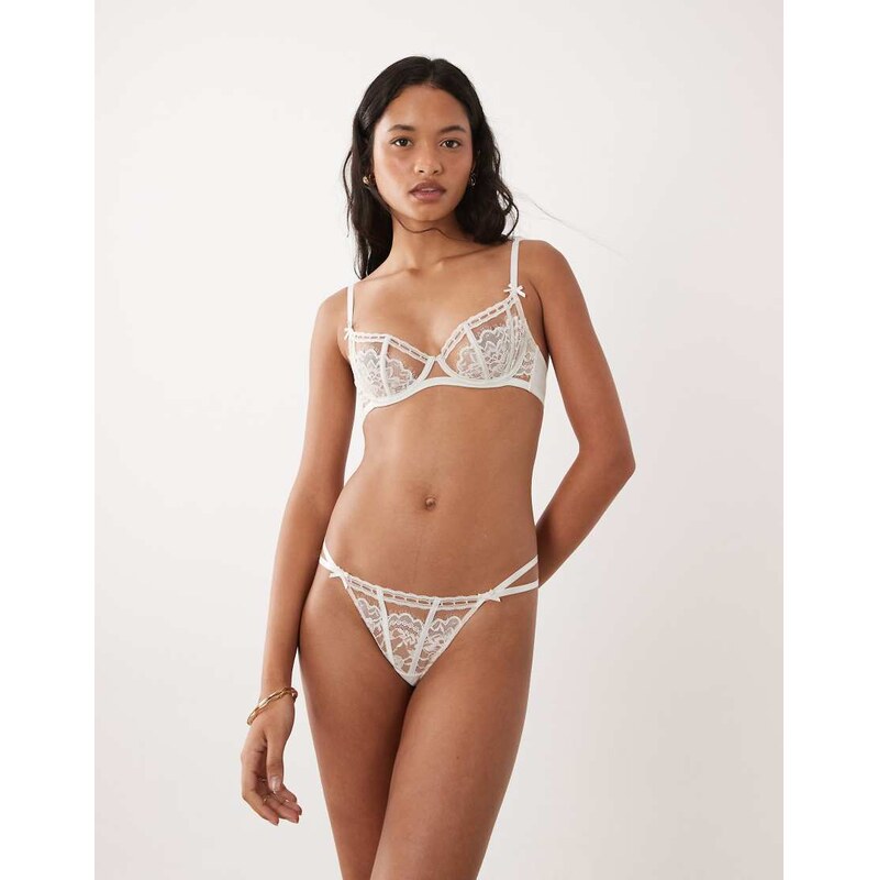 Ann Summers Caged Lace Bridal thong in ivory-White