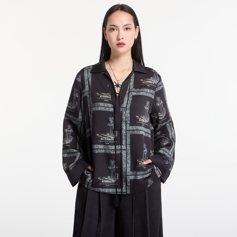 Košile AllSaints Lettie Shirt Waimea Black 8