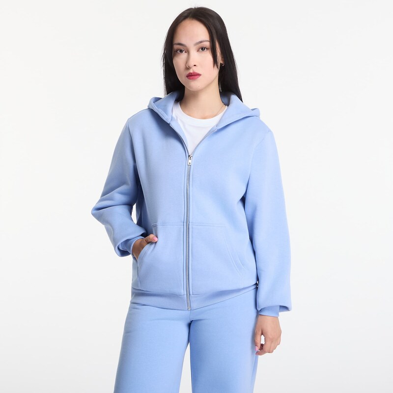 Mikina Urban Classics Fluffy Zip Hoody Powder Blue M