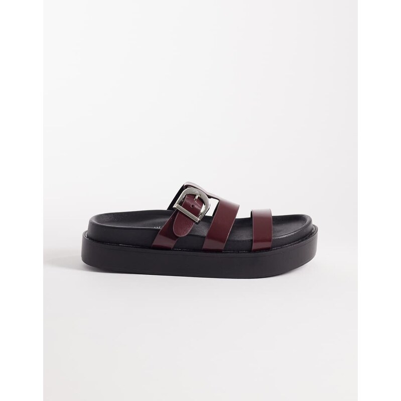 SEQWL strappy flatform sandals in burgundy-Red