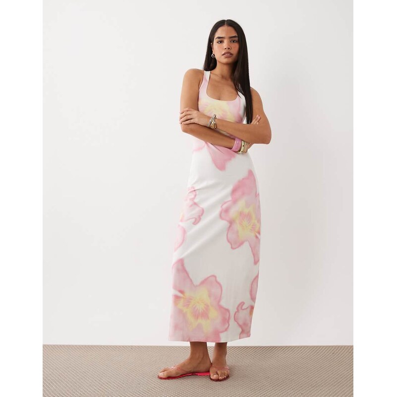 ASOS DESIGN scoop neck maxi dress in enlarged flower print-Multi