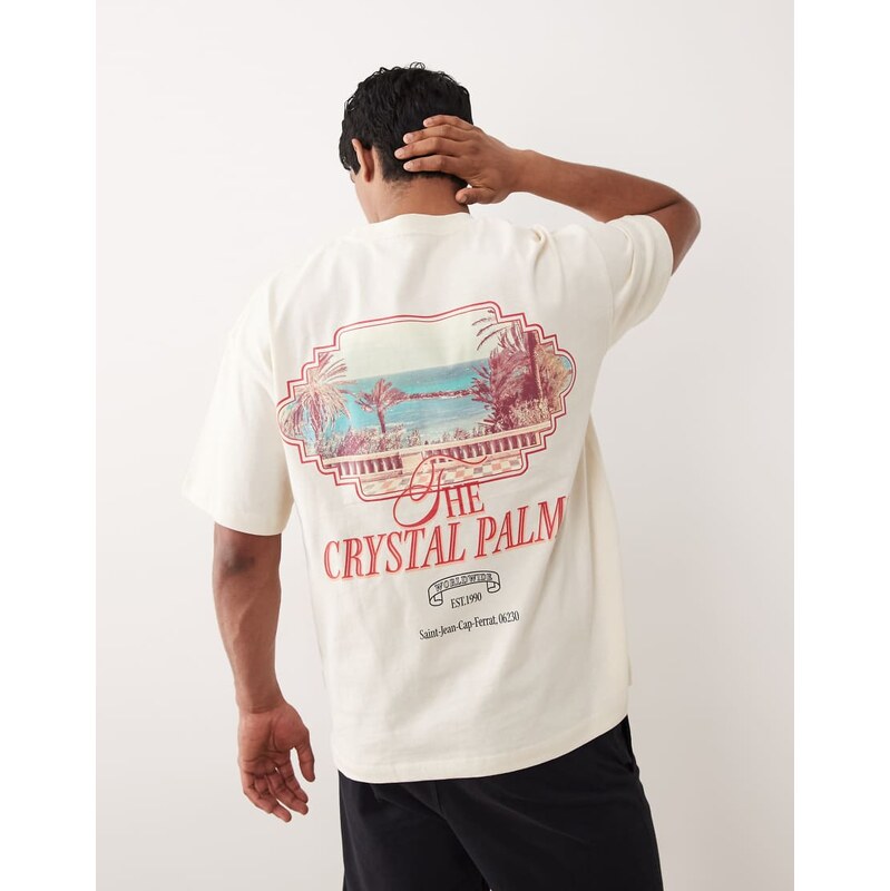 Jack & Jones oversized t-shirt with scenic backprint in off