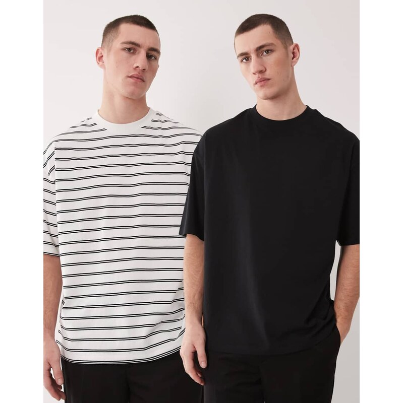 ASOS DESIGN Essentials 2 pack oversized t-shirt in black and