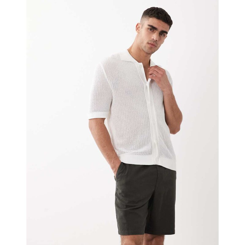 Selected linen blend shorts in brown