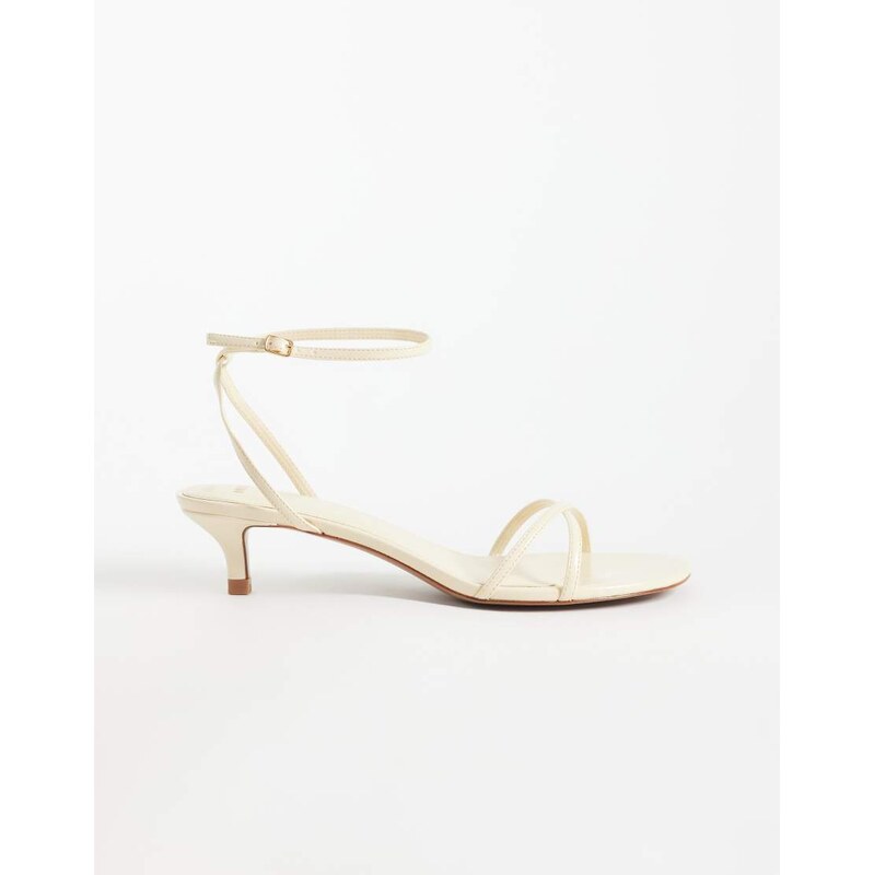 Mango strappy kitten heeled sandal in butter yellow