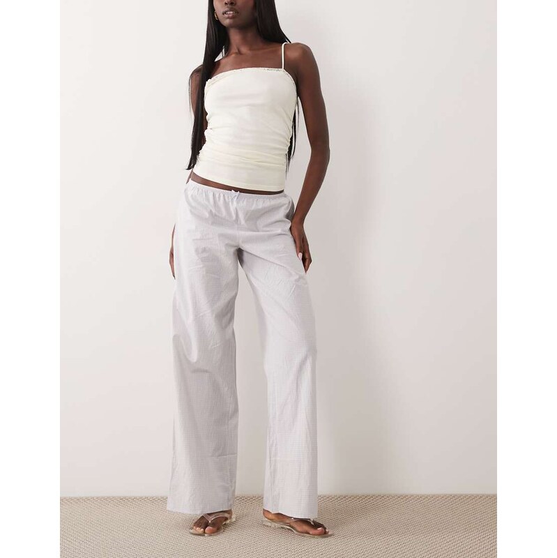Cotton On sleep airy soft trouser in violet check-Purple