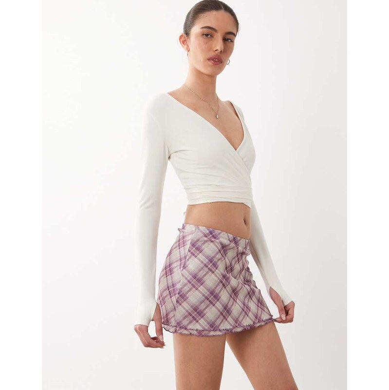 Cotton On satin lace mini skirt in pink-Purple