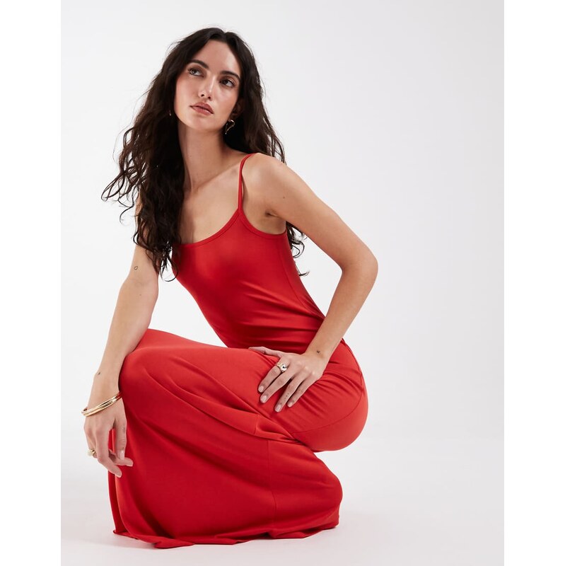 ASOS DESIGN modal blend soft touch slip dress in red