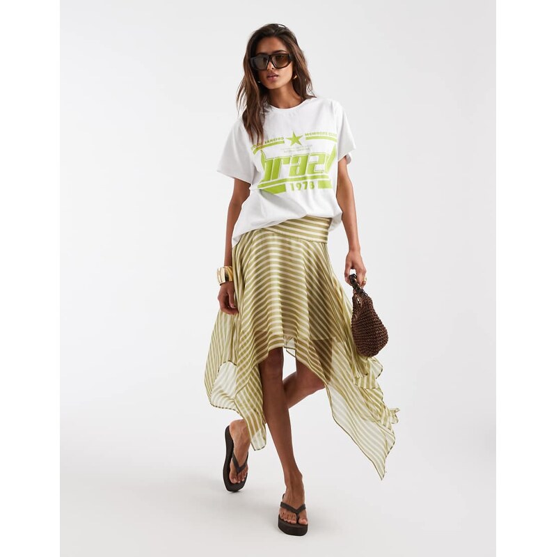ASOS DESIGN oversized T-shirt with Brazil graphic in white and
