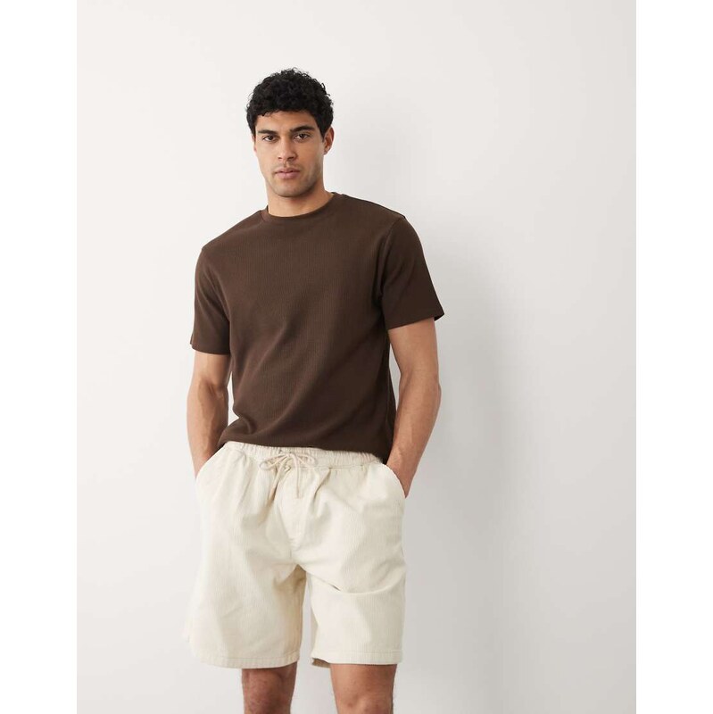 Jack & Jones drawstring cord shorts in cream-White
