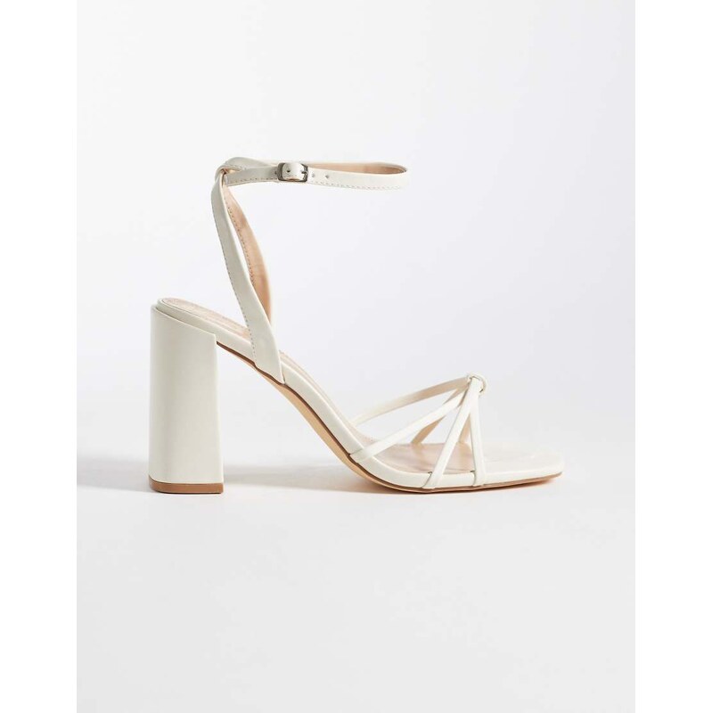 SEQWL strappy barely there block heeled sandal in white
