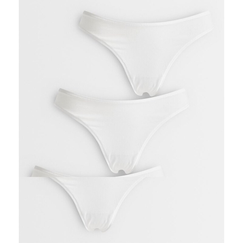 ASOS DESIGN 3 pack cotton thong in white