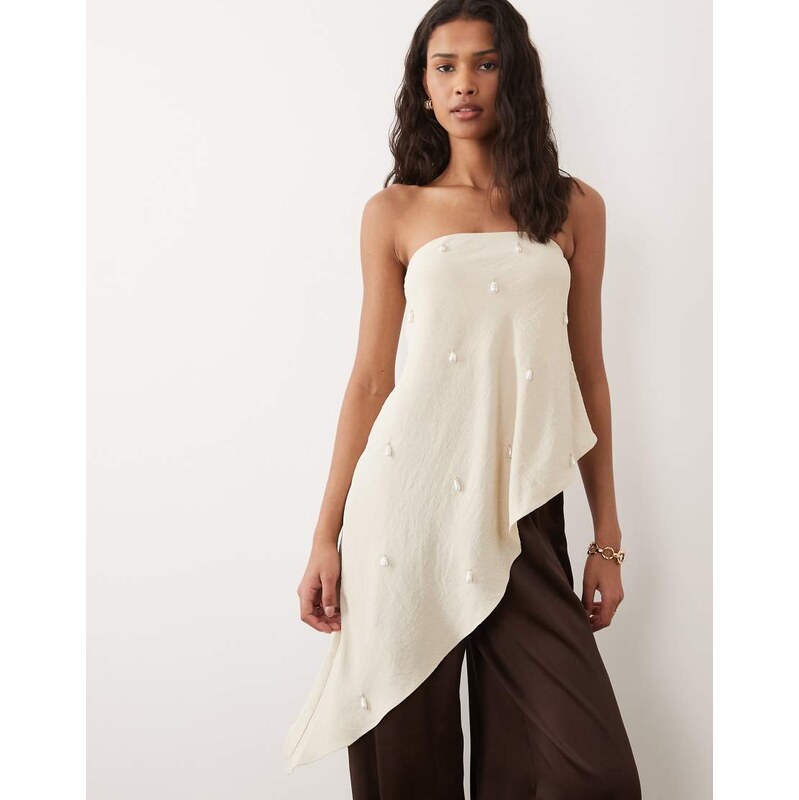 Six Stories embellished bandeau asymmetric hem top co-ord in