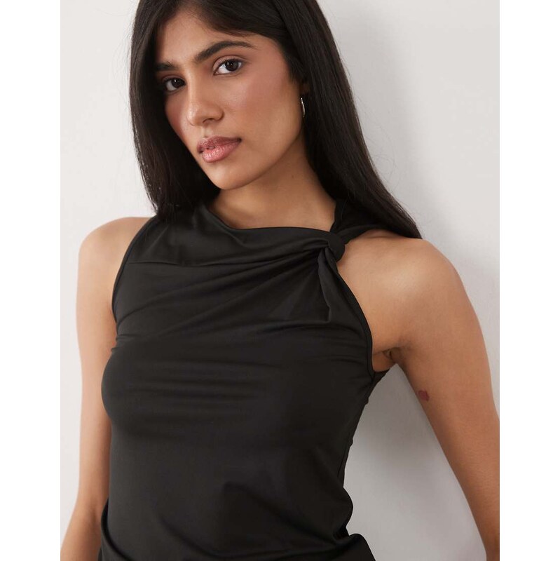 New Look knot detail tank top in black
