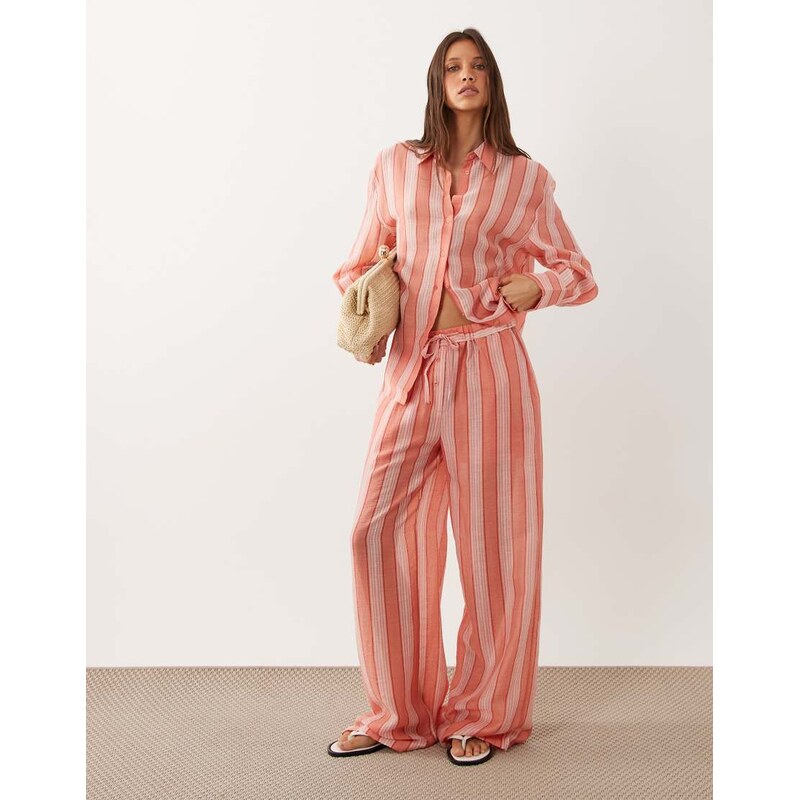 Mango Clay oversized trouser co-ord in orange and pink stripe