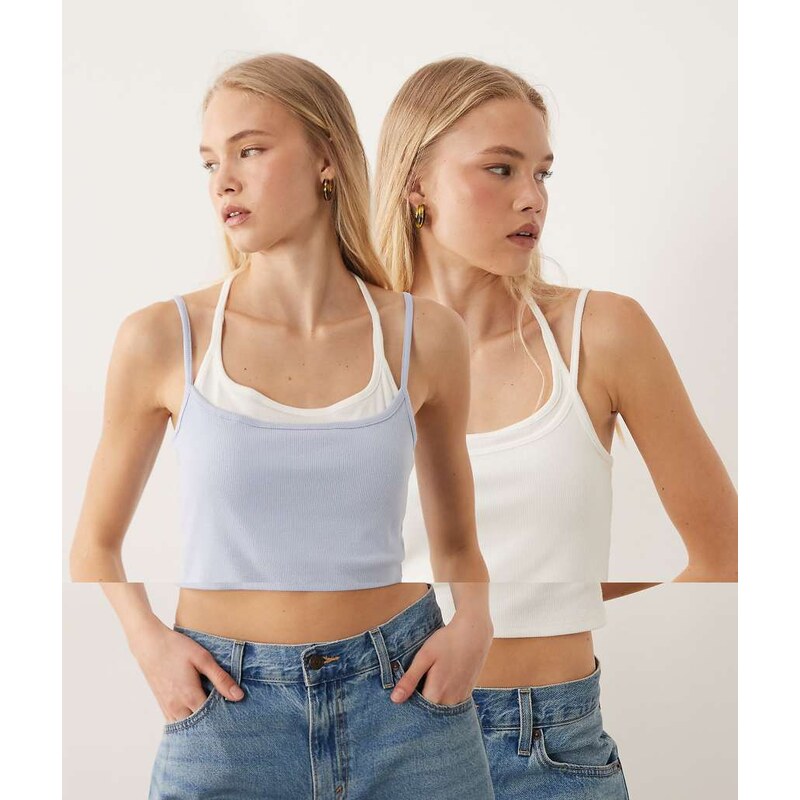 Cotton On 2 pack selep double layer cami pack in coconut milk