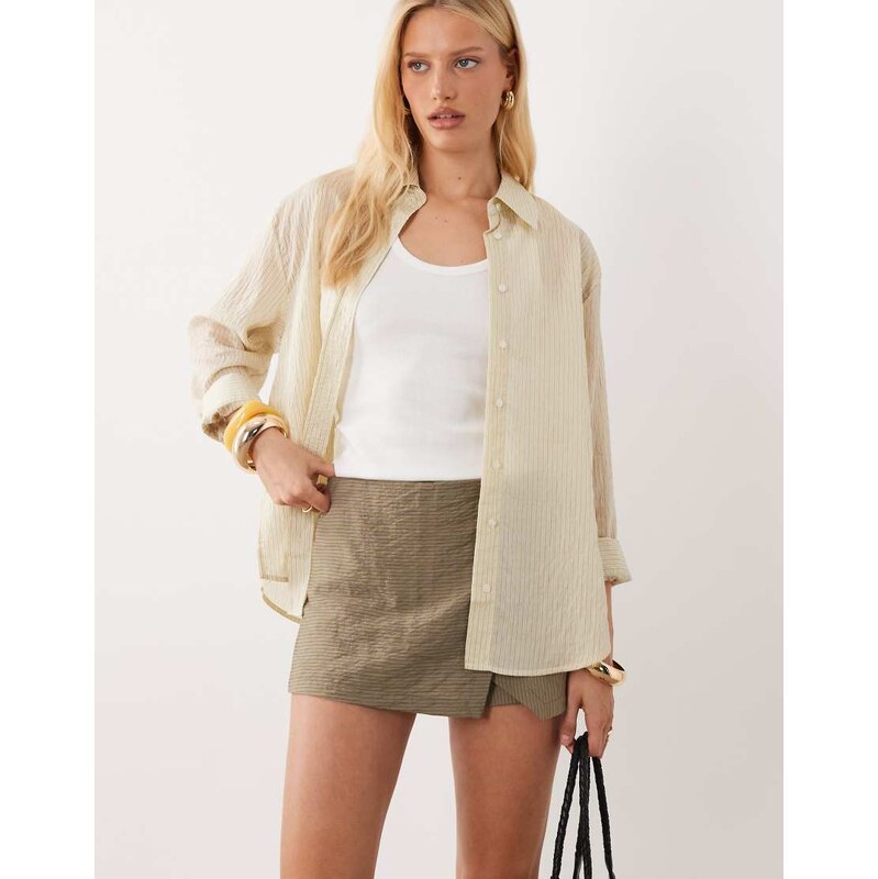 Mango Ketina tailored mini skort co-ord in green and pink stripe