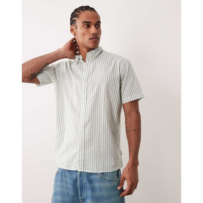 JJ Rebel short sleeve shirt with stripes in green