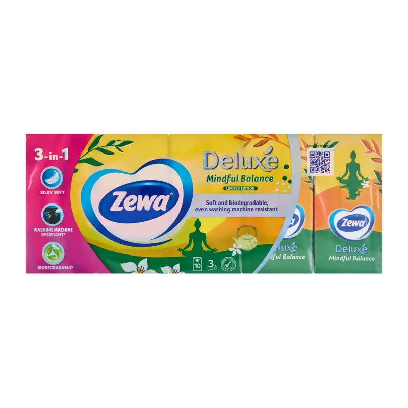 Zewa Papírové kapesníčky 3vrstvé Deluxe 10 ks
