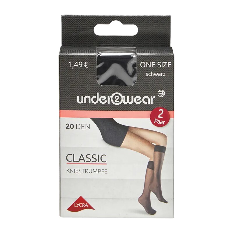 under2wear Podkolenky 2pack 20 DEN černé one size 2 ks