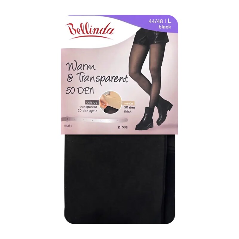 Bellinda Punčochové kalhoty Warm&Transparent černé 50 DEN vel. L