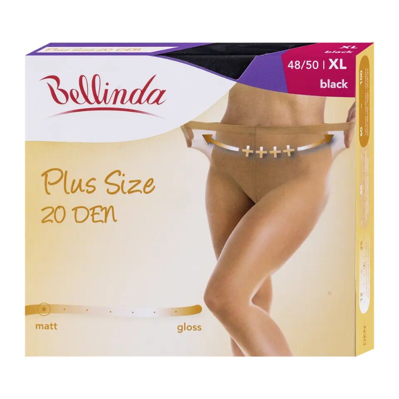 Bellinda Punčochové kalhoty Plus Size černé 20 DEN vel. XL 48/50