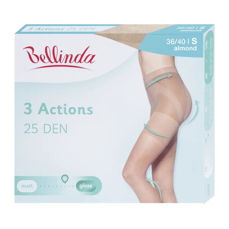 Bellinda Punčochové kalhoty 3Actions almond 25 DEN vel. S 36/40