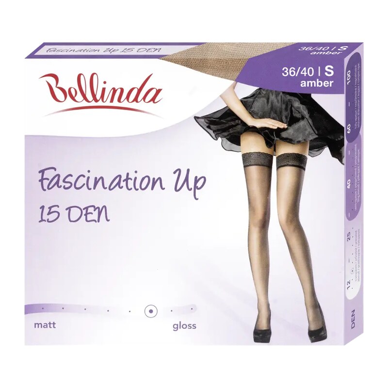 Bellinda Samodržící punčochy Fascination Up amber 15 DEN vel. S