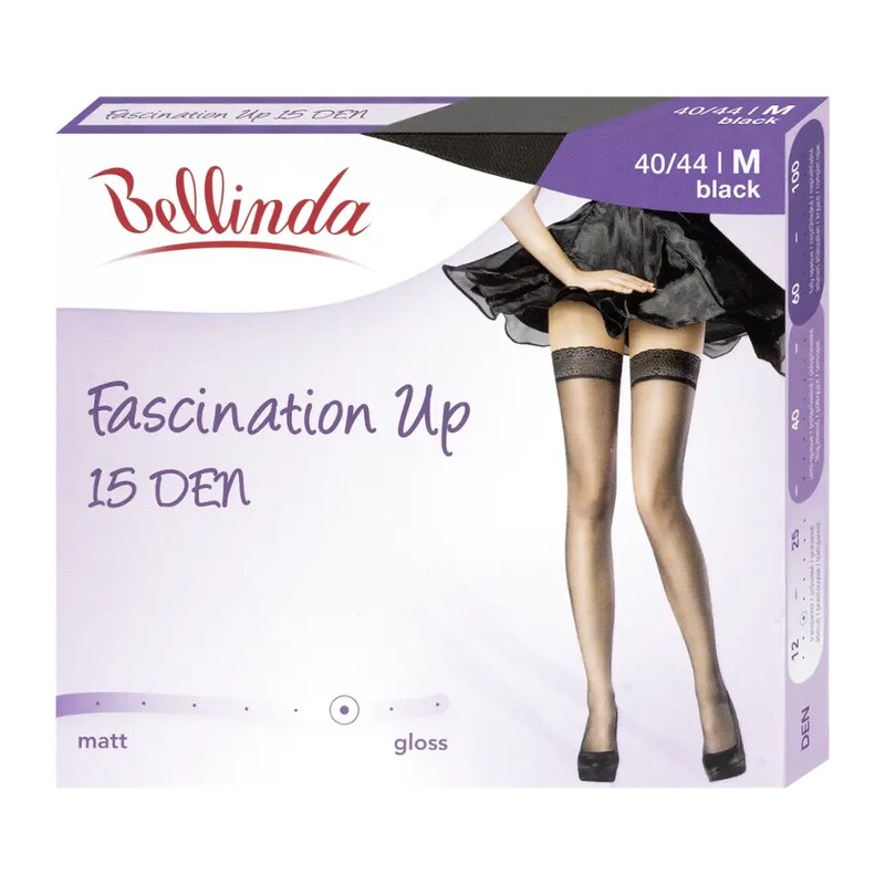 Bellinda Samodržící punčochy Fascination Up černé 15 DEN vel. M