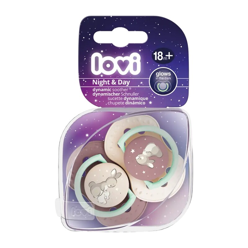 Lovi Silikonový dudlík dynamický Night&Day pro holčičku 18m+ 2
