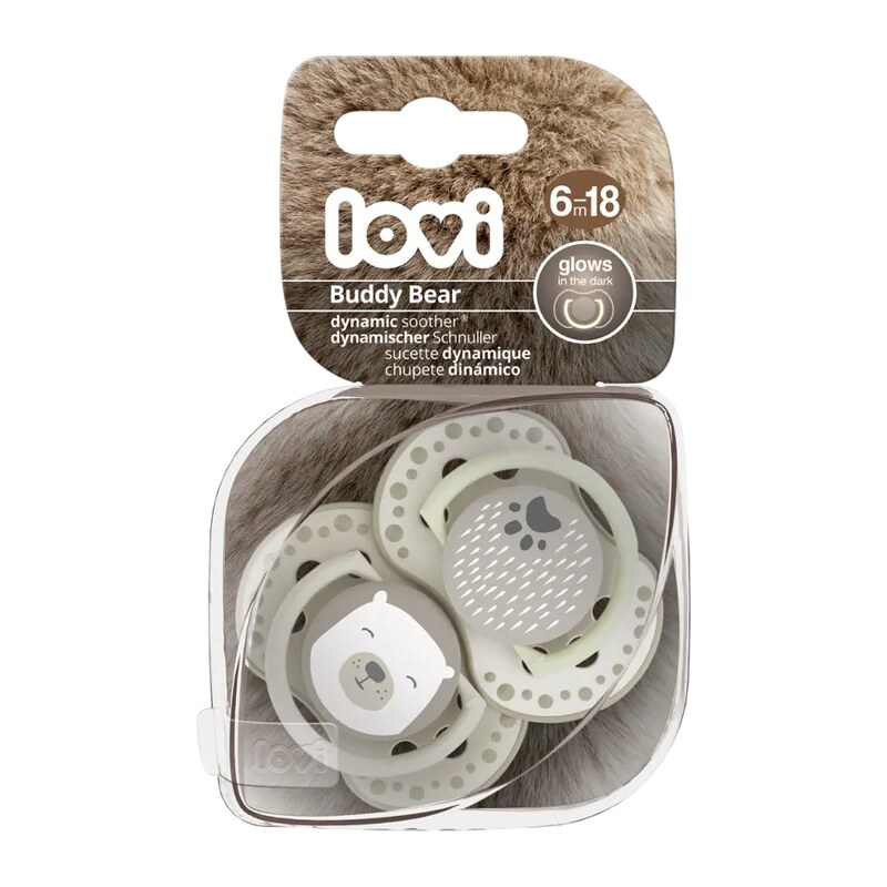 Lovi Silikonový dudlík dynamický Buddy Bear 6-18m 2 ks