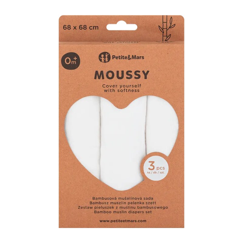 Petite&Mars Látkové bambusové mušelínové pleny Moussy Total
