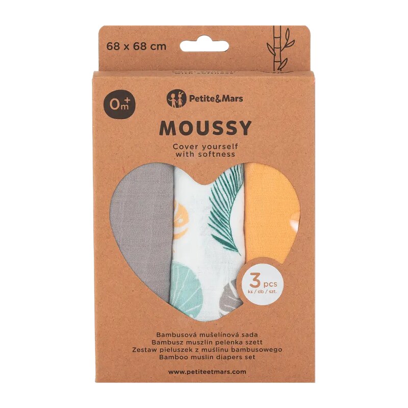 Petite&Mars Látkové bambusové mušelínové pleny Moussy Ochre