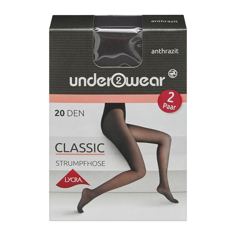 under2wear Punčochové kalhoty 2pack antracit 20 DEN 2 ks