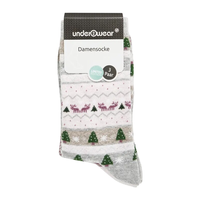 under2wear Ponožky dámské vánoční 3 páry vel. 35/38 3 ks