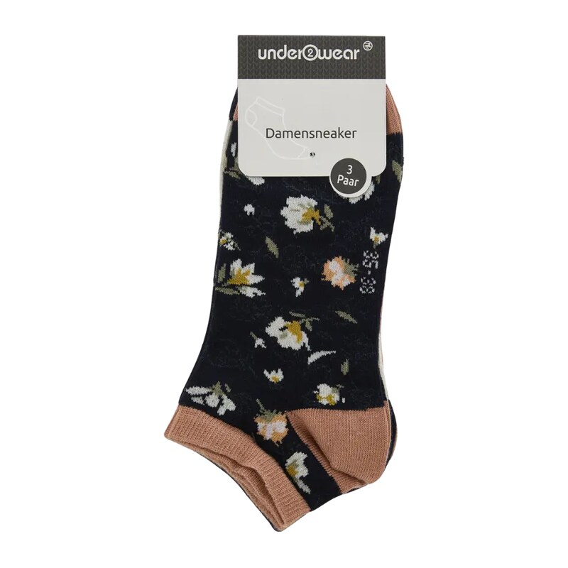 under2wear Ponožky Sneaker 3pack květiny 35/38 3 ks